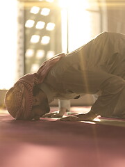 Image showing muslim prayer inside the mosque