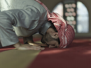 Image showing muslim prayer inside the mosque