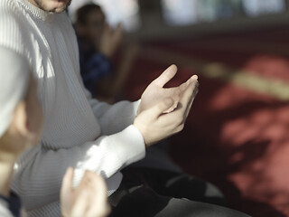 Image showing muslim people praying in mosque