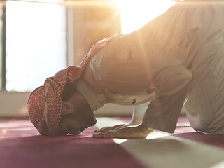 Image showing muslim prayer inside the mosque