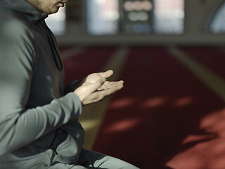 Image showing muslim prayer inside the mosque