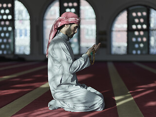 Image showing muslim prayer inside the mosque