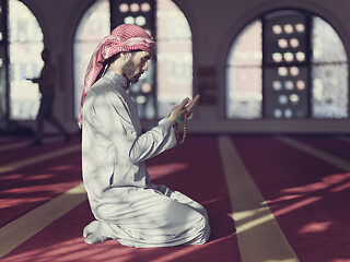 Image showing muslim prayer inside the mosque