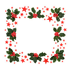 Image showing Christmas Star & Holly Red Berry Wreath