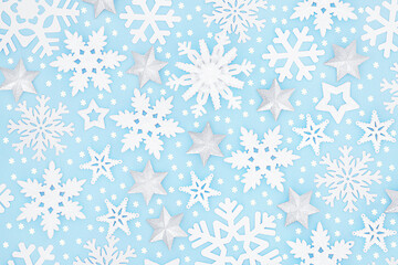 Image showing Christmas Snowflake and Star Background Pattern