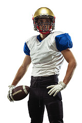 Image showing American football player in action isolated on white studio background