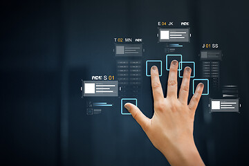 Image showing hand scan on touch screen scanning for data access