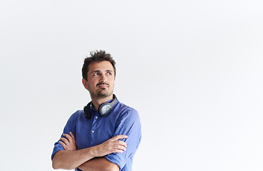 Image showing portrait of casual startup businessman wearing a blue shirt