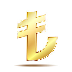 Image showing Shiny golden Turkish Lira Sign.