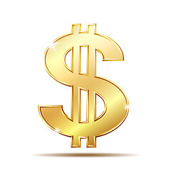 Image showing Golden dollar symbol with two vertical lines i