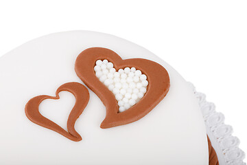 Image showing valentine love cake with hearts isolated on white