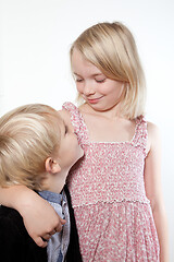 Image showing Portrait of a brother and sister in studio