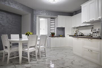 Image showing Simple and luxury modern white kitchen interior