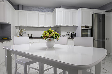 Image showing Simple and luxury modern white kitchen interior