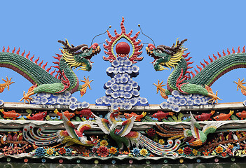 Image showing Dragons on a temple roof