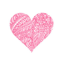 Image showing Love symbol with abstract pink pattern on white 