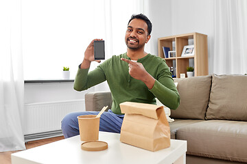 Image showing indian man using smartphone for food delivery