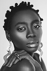 Image showing Beautiful black girl with big earrings