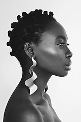 Image showing Beautiful black girl with big earrings