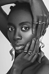 Image showing Beautiful black girl with big earrings