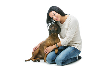 Image showing Beautiful girl with dog