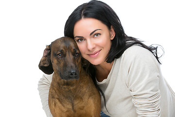 Image showing Beautiful girl with dog