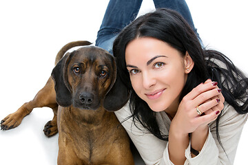 Image showing Beautiful girl with dog