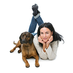 Image showing Beautiful girl with dog