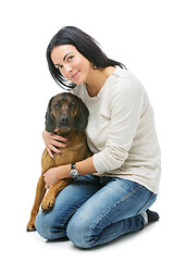 Image showing Beautiful girl with dog