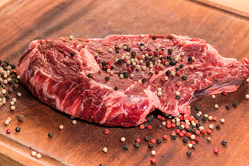 Image showing steak of beef on a wooden board