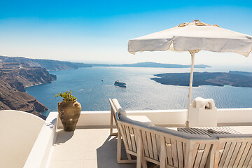 Image showing view of Santorini caldera in Greece from the coast