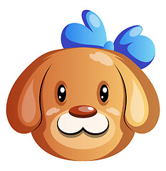 Image showing Brown cartoon dog with blue tie vector illustartion on white bac