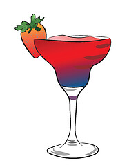 Image showing Glass of daiquiri with strawberry vector or color illustration