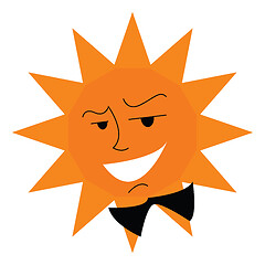 Image showing Shining sun with a black sunglass symbolizing the warm sunny day