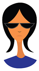 Image showing Young lady with black hair and sunglasses vector or color illust