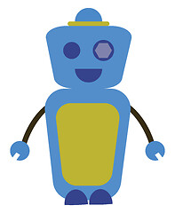 Image showing A happy blue robot, vector color illustration.