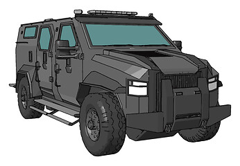 Image showing 3D vector illustration of armed military vehicle on white backgr