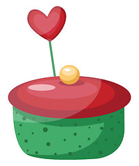 Image showing Green and red cupcake with heartillustration vector on white bac