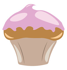 Image showing A purple cupcake vector or color illustration