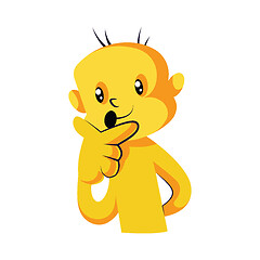 Image showing Yellow creature holding hand on the face vector illustration on 