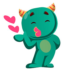 Image showing Green monster sending kisses vector illustration