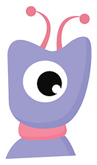 Image showing Cartoon one-eyed funny monster with two horns vector or color il