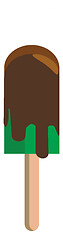 Image showing A green stick ice cream with chocolate dripping vector color dra