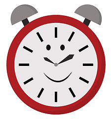 Image showing Emoji of a happy twin bell design analog alarm clock vector or c