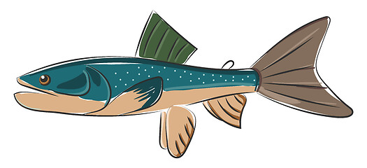 Image showing Cartoon blue-colored palia fish set on isolated white background