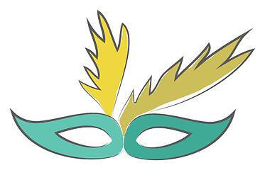 Image showing Blue masquerade carnival party eye mask with a feather vector or