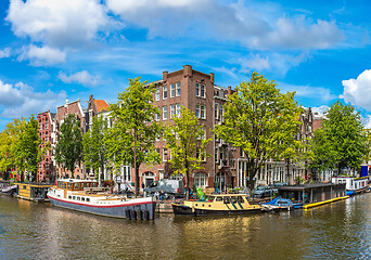 Image showing Canal and bridge in Amsterdam