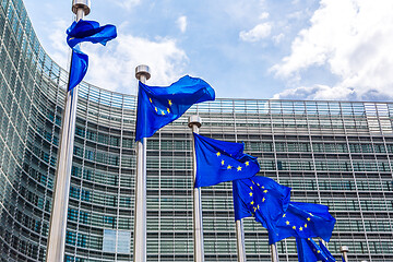 Image showing European flags  in Brussels