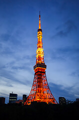 Image showing Tokyo tower at night, Japan