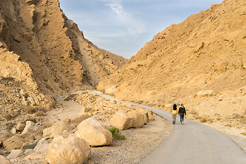 Image showing Hiking in israeli stone desert